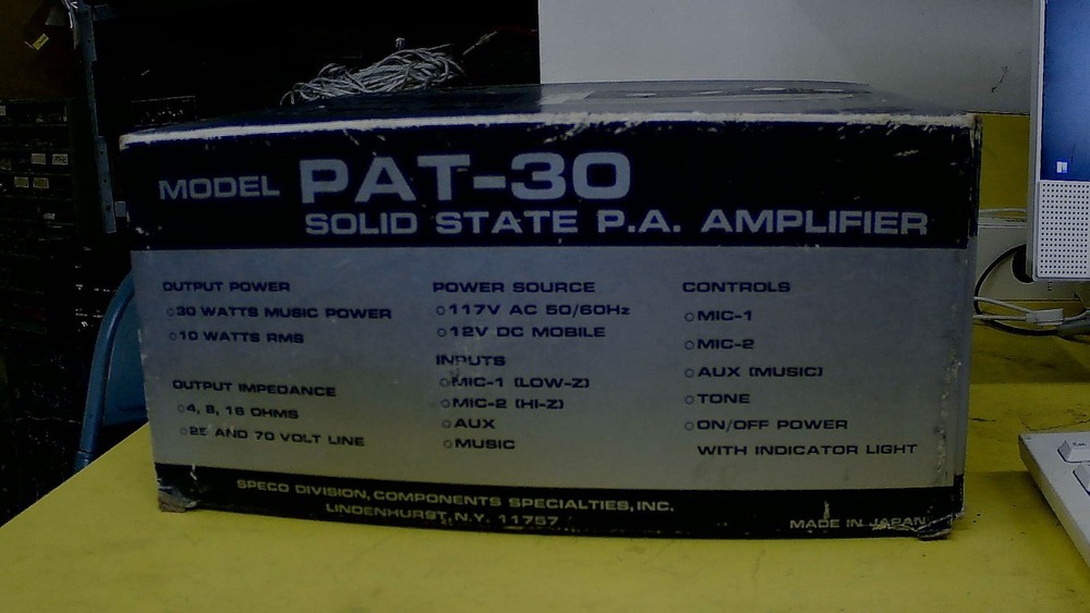 SPECO 30 watt Solid State Public Address Amplifier