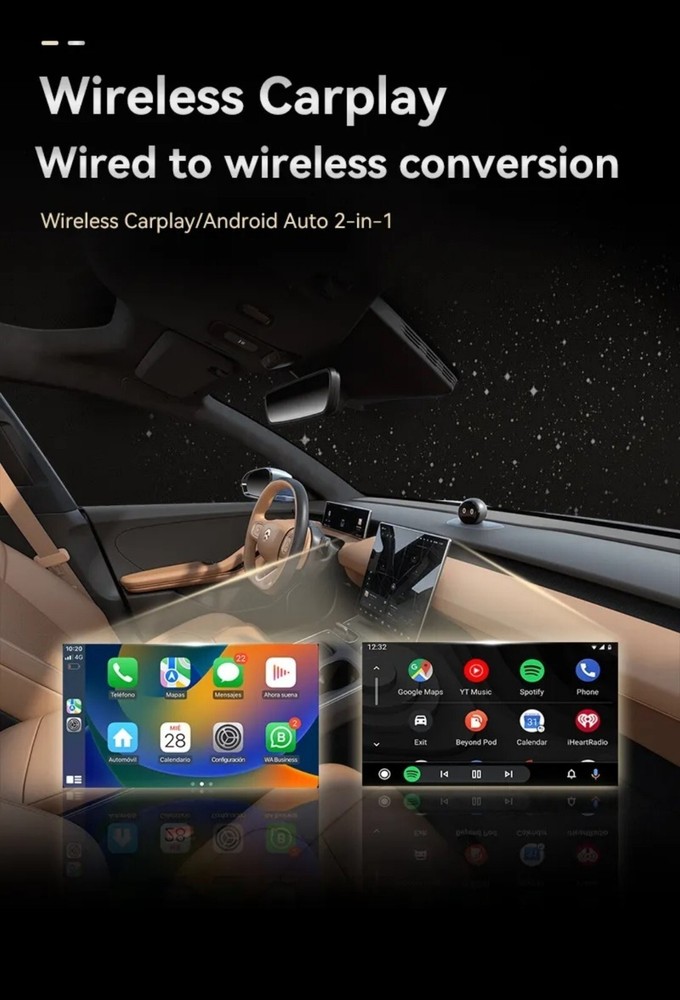USB Wireless CarPlay Adapter Dongle for Apple iPhone & Android Auto Plug & Play