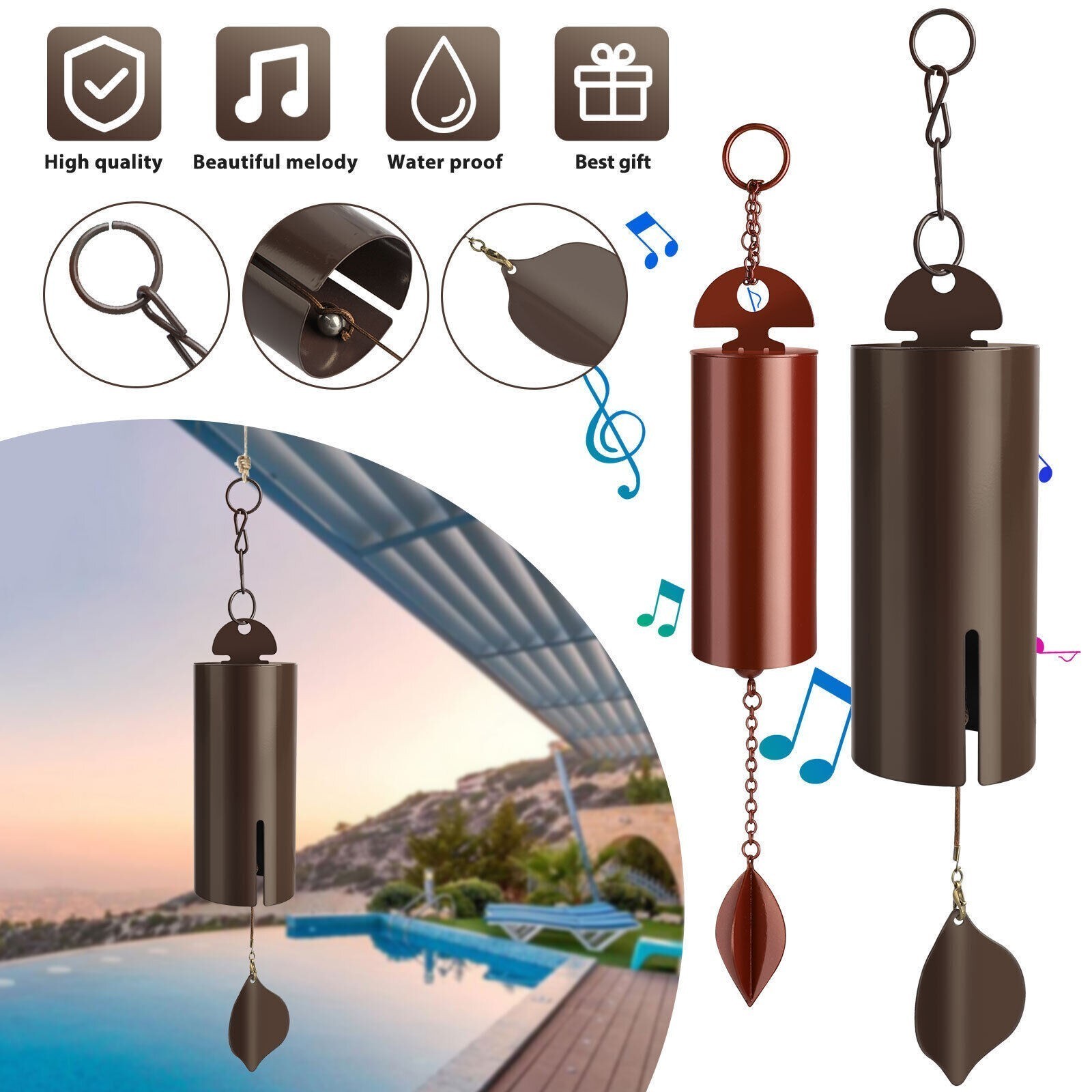 Deep Resonance Serenity Metal Bell Heroic Wind Chimes Outdoor Home Decor*- -