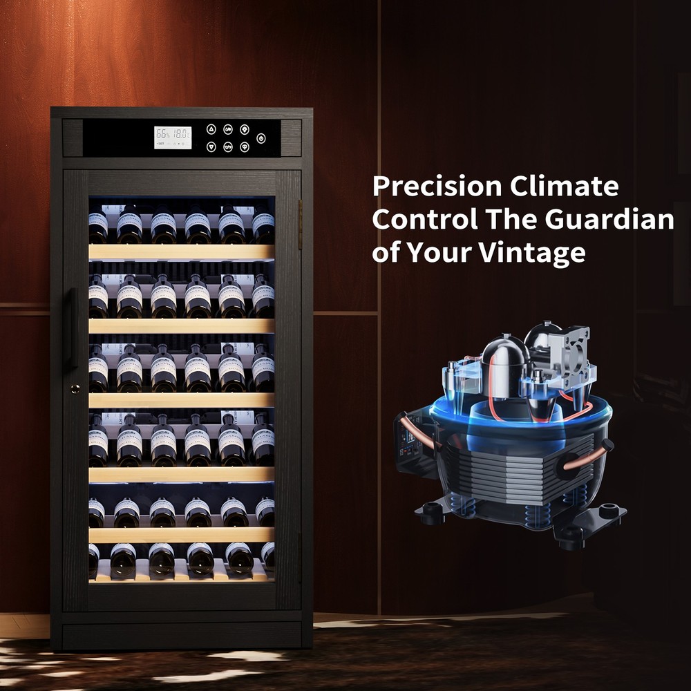 7.6 ft3 LED Touch Screen Display Constant Temperature Black Grape Wine Cooler