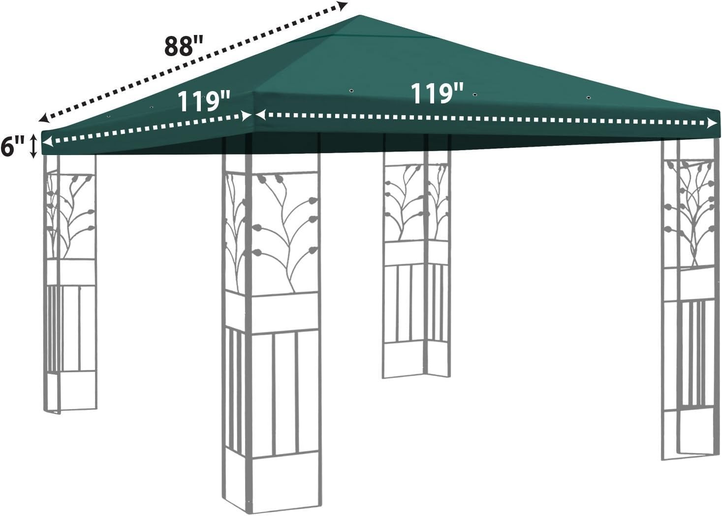 Green Gazebo Canopy Top Cover Replacement Patio Pavilion