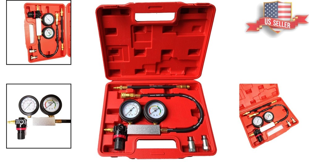 Engine Compression Tester Gauges Set - Tu-21 Leak Down and Diagnostics Tool