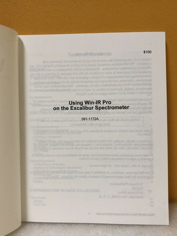 Digilab Win-IR Pro Software Manual For The Excalibur Spectrometer