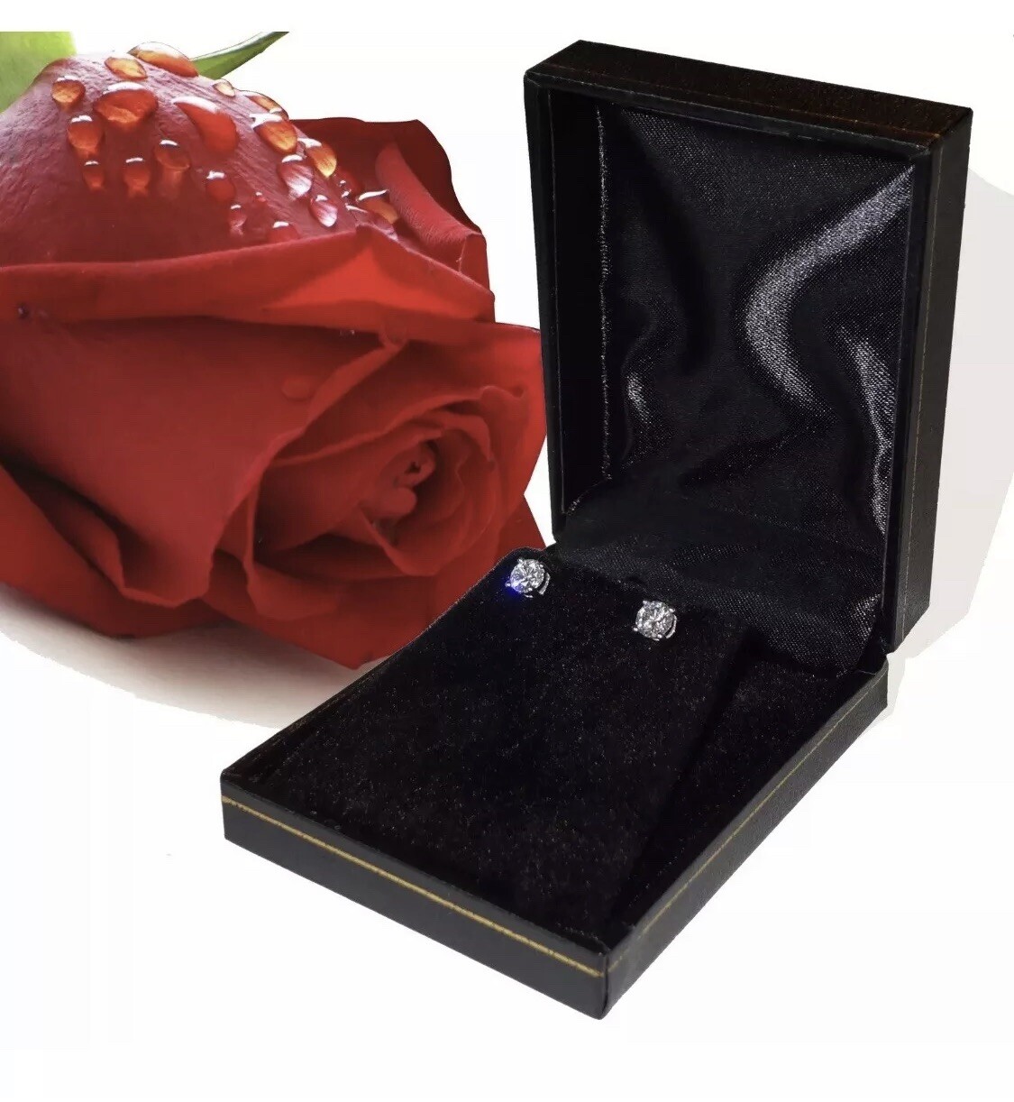 4 Ct Round Cut VVS1/D GRA Certified Moissanite Stud Earrings 14k White Gold 8mm