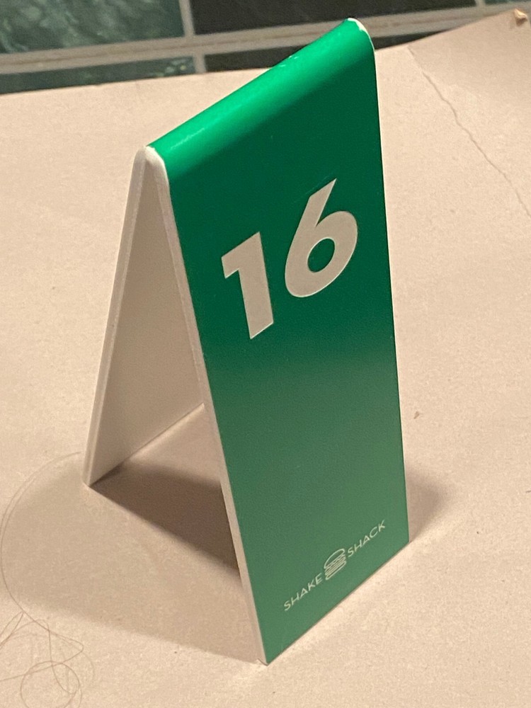 Shake Shack #16 Plastic Green Table Tent *Pre Owned* ddd1