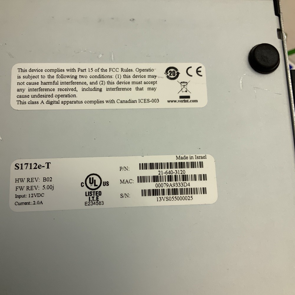 Verint Nextiva S1712E 12-Port CCTV Networked IP Video Server Encoder S1712e-T 👍