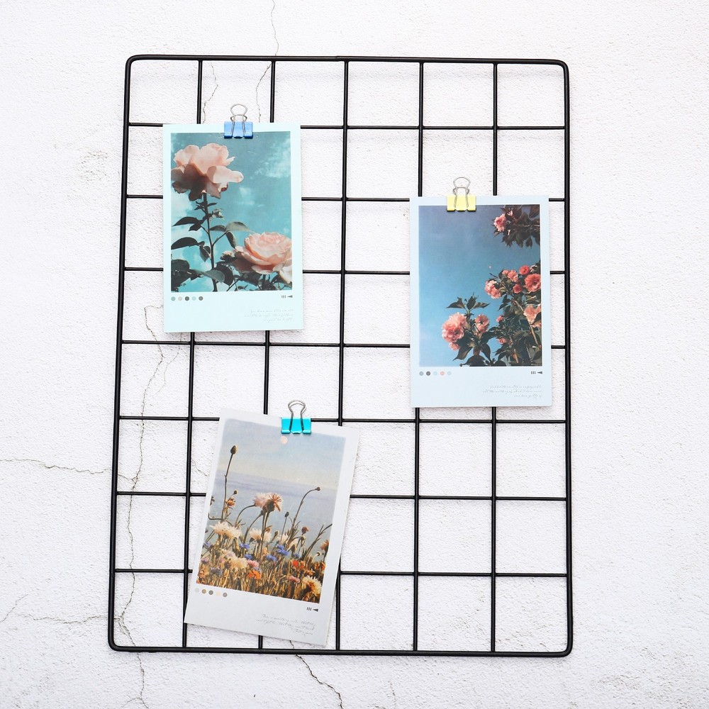 16" x 12" Wire Grid Panel Wall Grid Decorative Board Photo Display Black