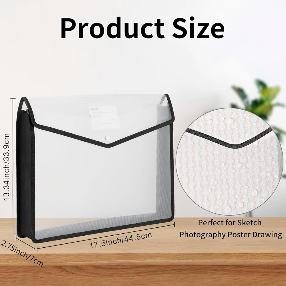 3 Pieces 11 x 17 inch Expandable Tabloid Size Documents Folder with Snap Closure