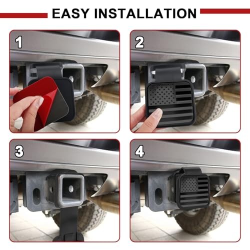 Hitch Covers 2 Inch, Rubber Trailer Hitch Cover, Square Mouth Tube BlackFlag