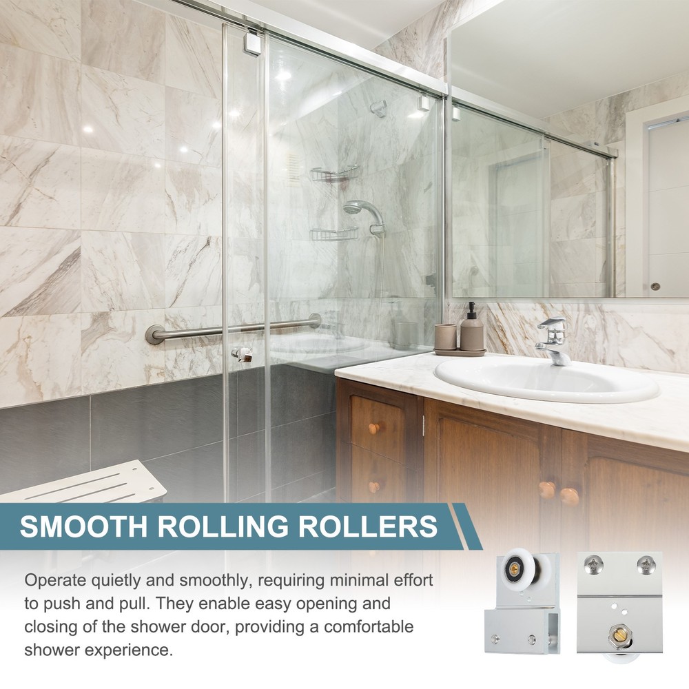 8 Pcs 26mm Diameter Frameless Sliding Shower Door Roller Replacement Silver