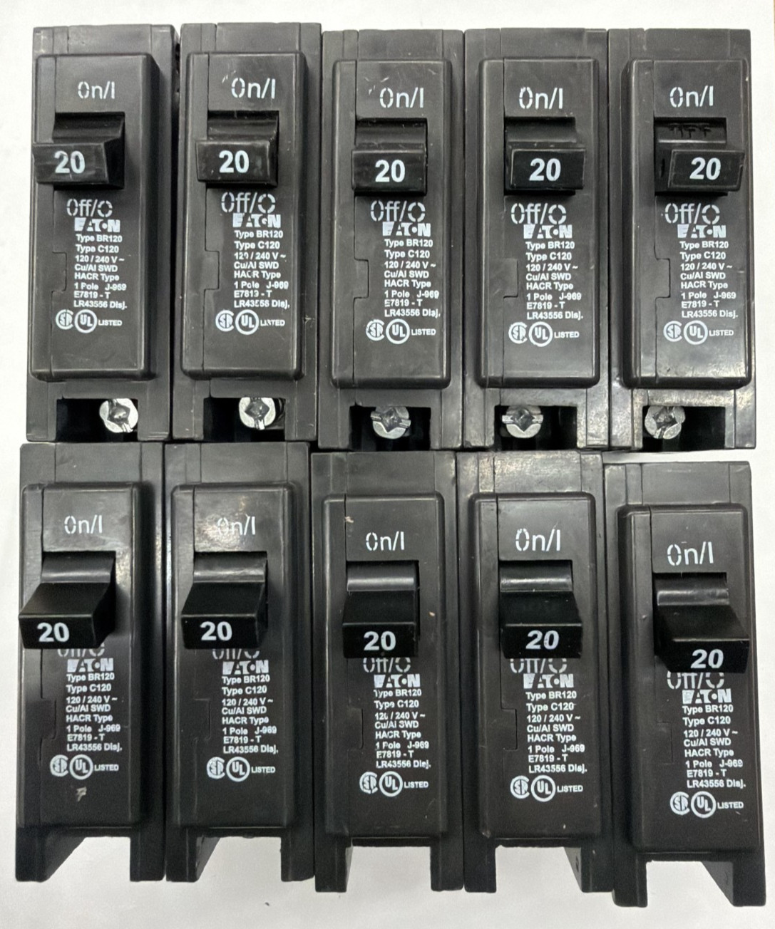 10 PCS Eaton BR120 - 20A Circuit Breaker