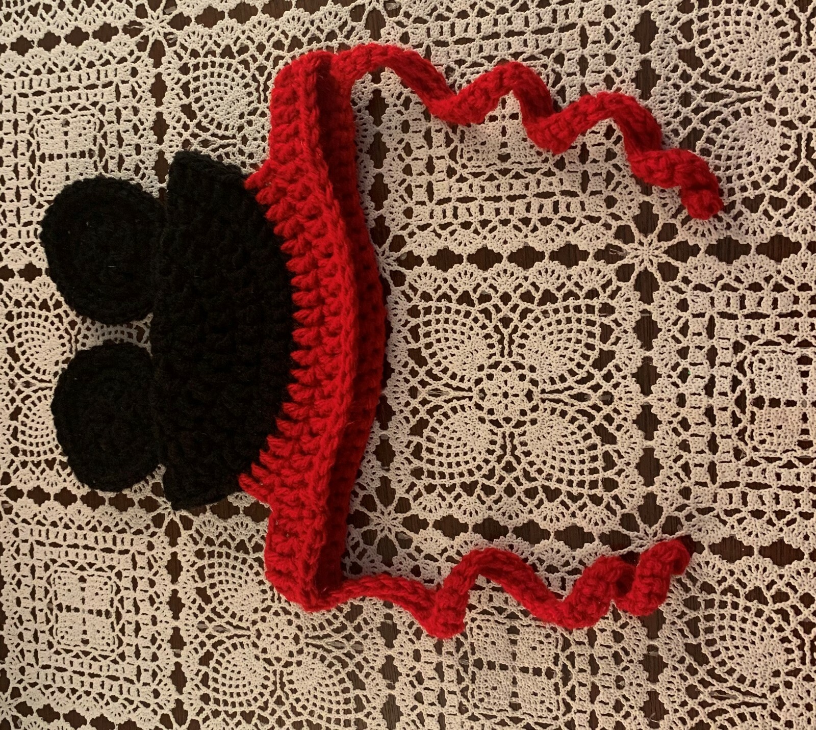 Handmade Crocheted Mickey Mouse Ears Dog Hat MEDIUM Warm Winter Wear New Cute