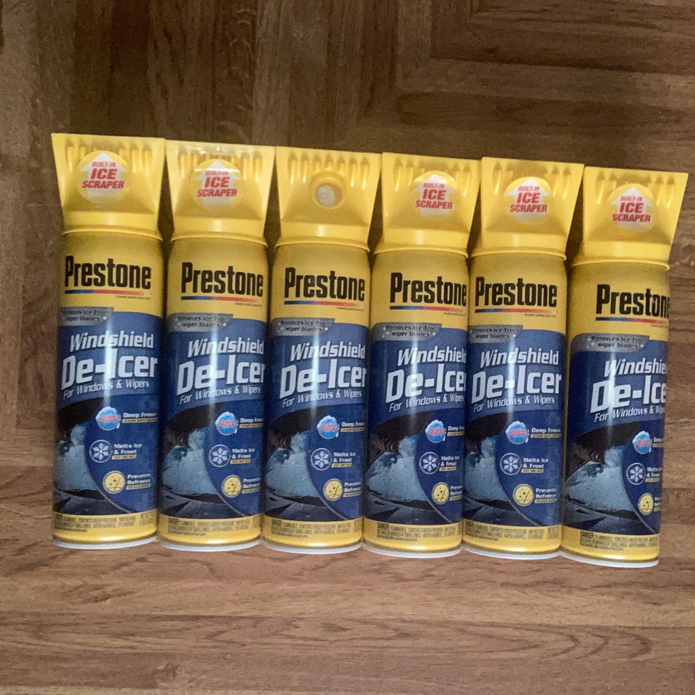 Prestone AS244 Windshield De-Icer SPRAY ICE REMOVER SCRAPER 17 Oz, 6 Pack