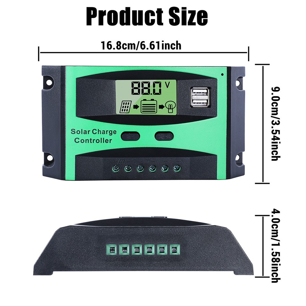 30A PWM Solar Charge Controller 2 USB 12V 24V PV solar panel Battery Regulator