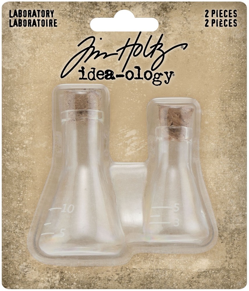 Idea-Ology Small Corked Glass Flasks 2/Pkg-Laboratory 2" To 2.375" - 2 Pack