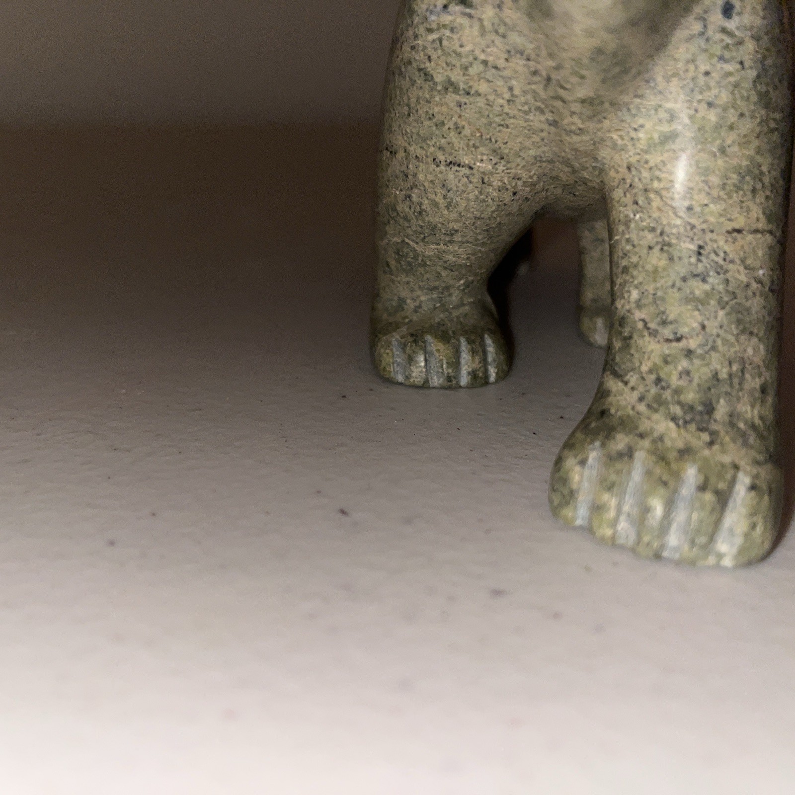 Signed Inuit Handcarved Soapstone Walking Bear
