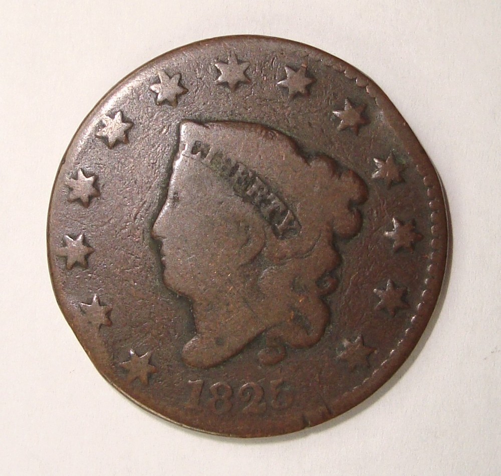 1825 Coronet Head Copper Large Cent VG