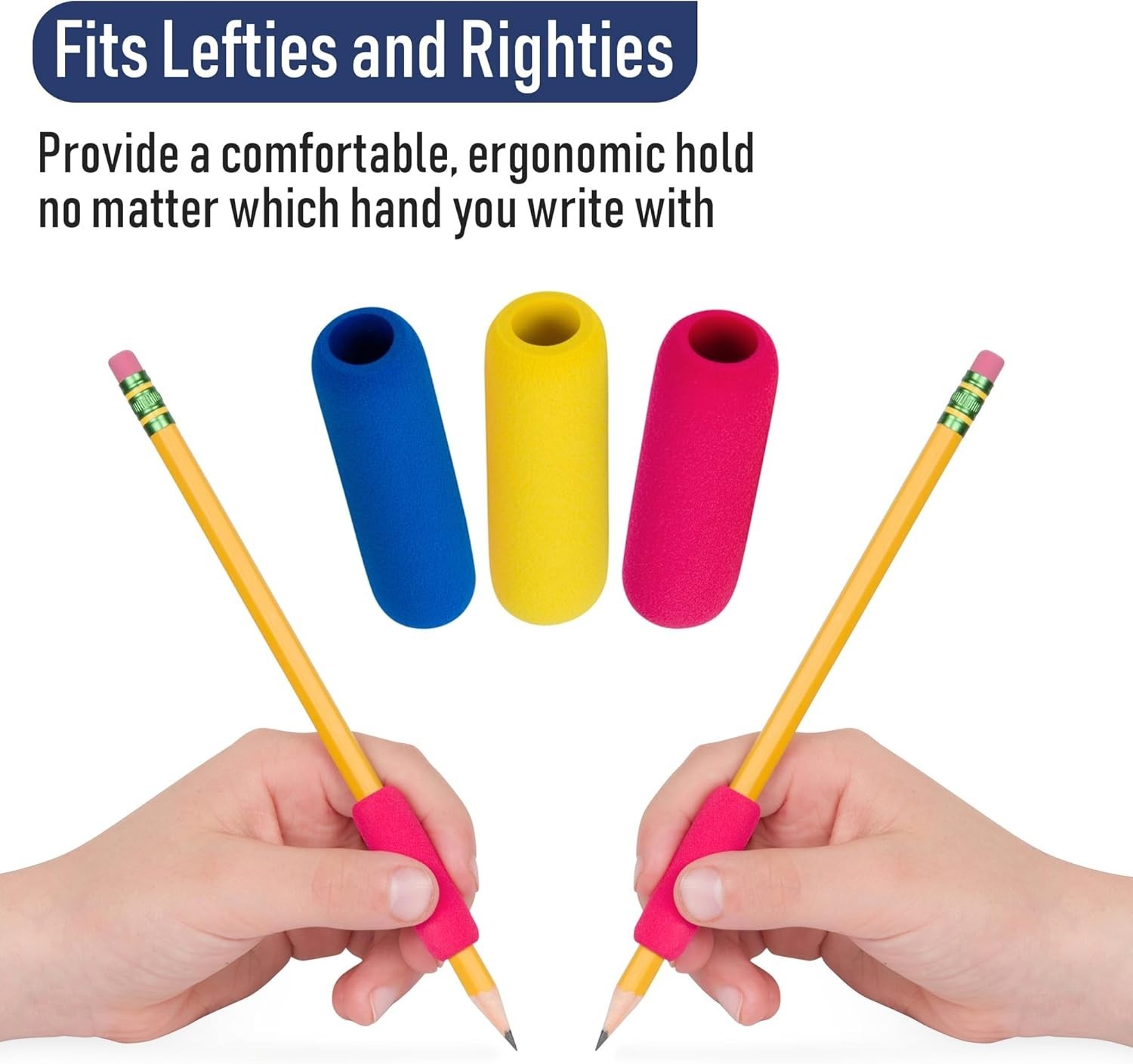 Ergonomic Pencil Grips 12 Pack Assorted Colors for Left & Right-Handed Use