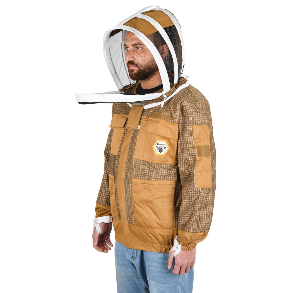 Bee Proof Beekeeping Jacket with Veil 3Layer Ultra Ventilated 2 Veil Options ...