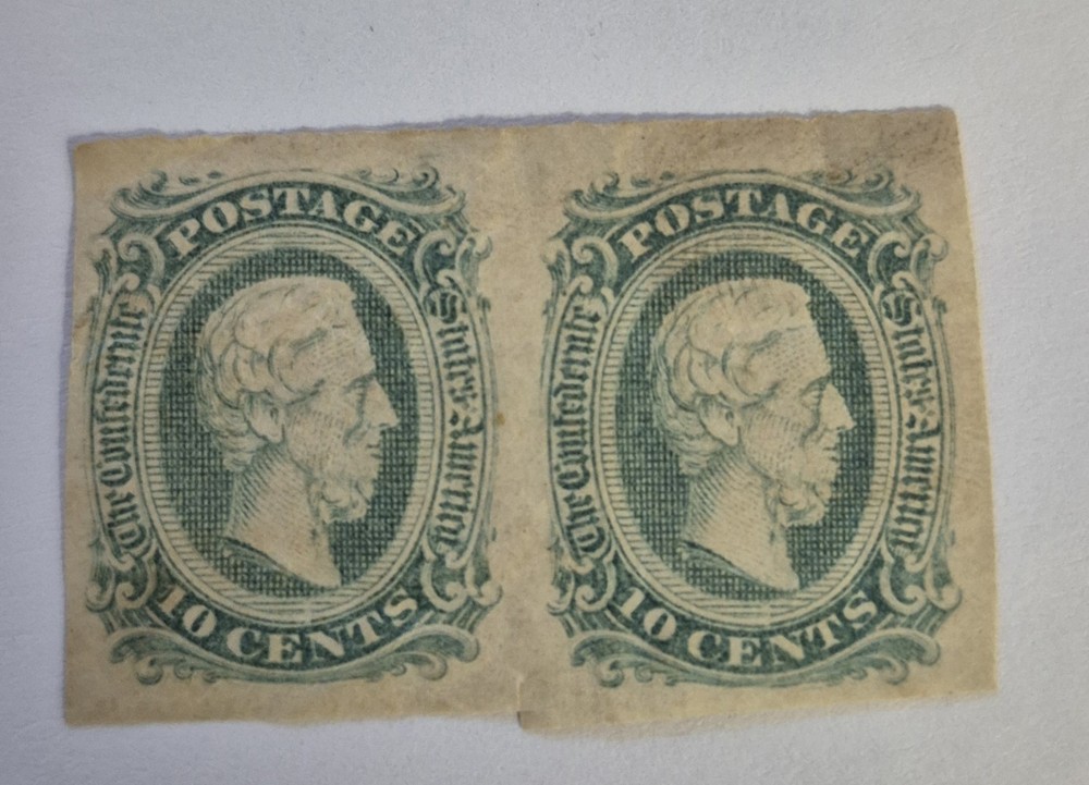 CSA Confederate 1863-64 10 C Green Stamp Jefferson Davis- Mint Original Gum ID4