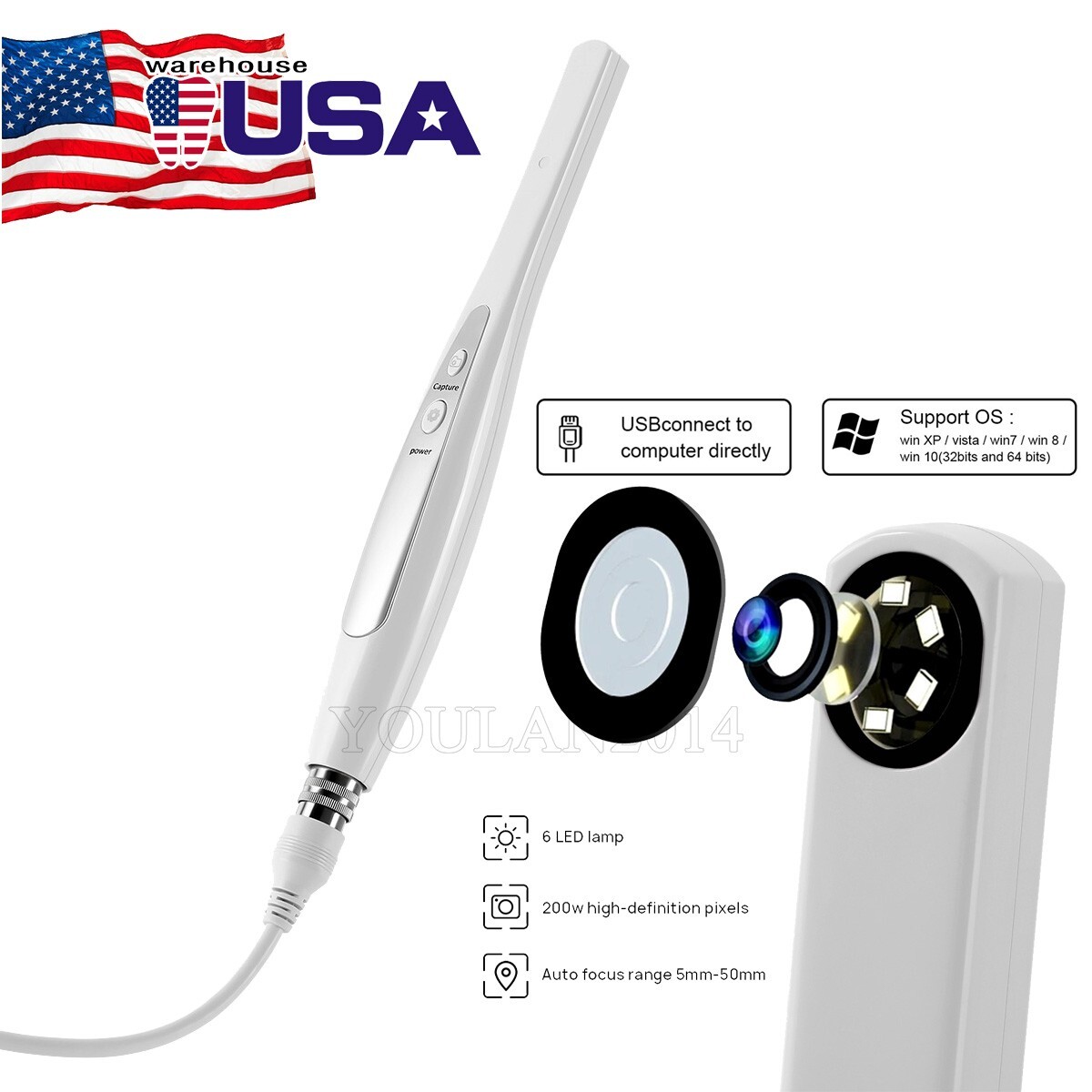 Dental Intraoral Camera USB 6 LED Light 4.0Mega Pixels Endoscopio Oral
