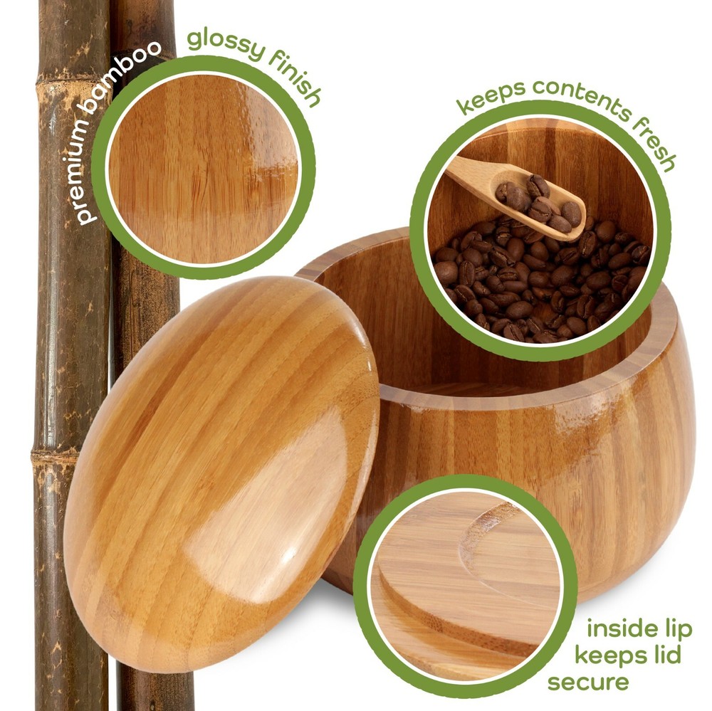 Bamboo Salt Cellar Container Bowl with Lid