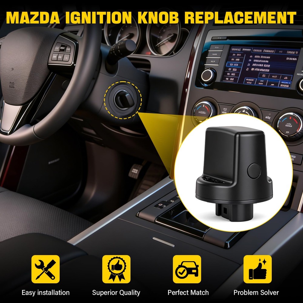 Ignition Key Knob & Push Start Button Replacement for 2007-2015 Mazda CX-9, 2...
