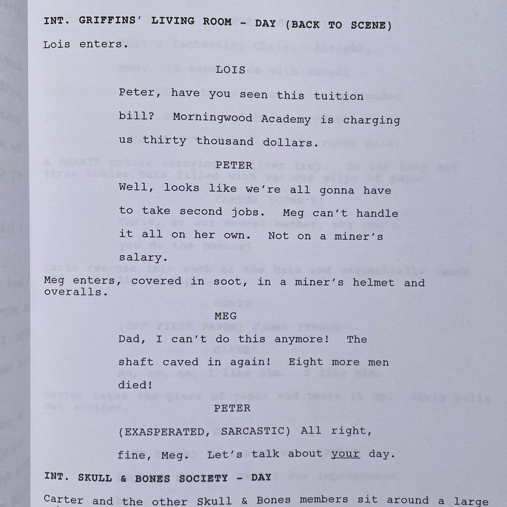Family Guy 2006 Production Used Table Draft Script No Chris Left Behind