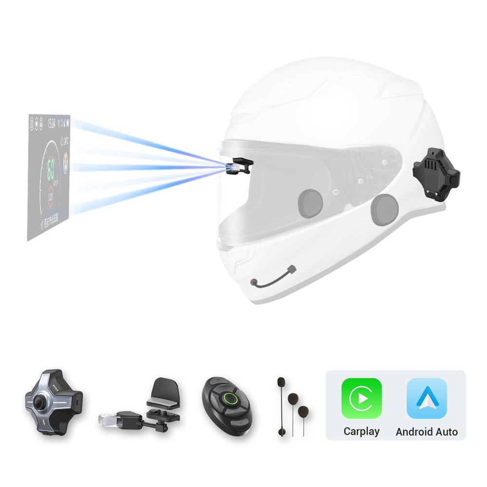 Motorcycle Helmet HUD E6 Head Up Display Bluetooth GPS CarPlay Android Auto