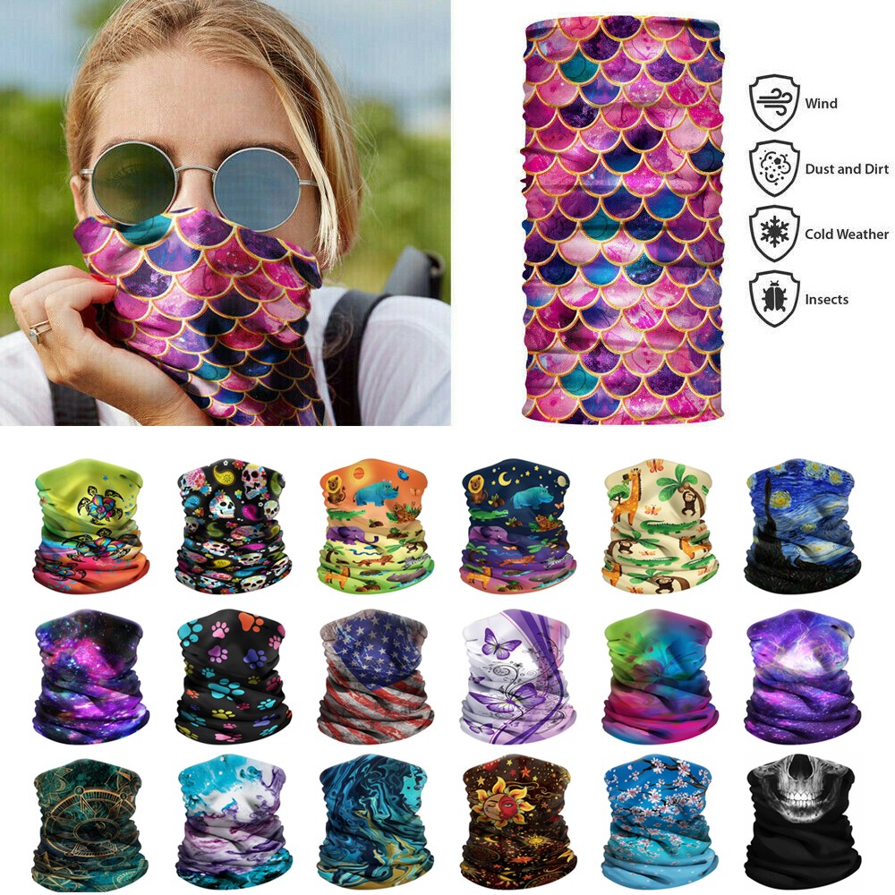 Bandana Tube Scarf Face Mask Neck Gaiter Headband for Motorcycle Outdoor Sports