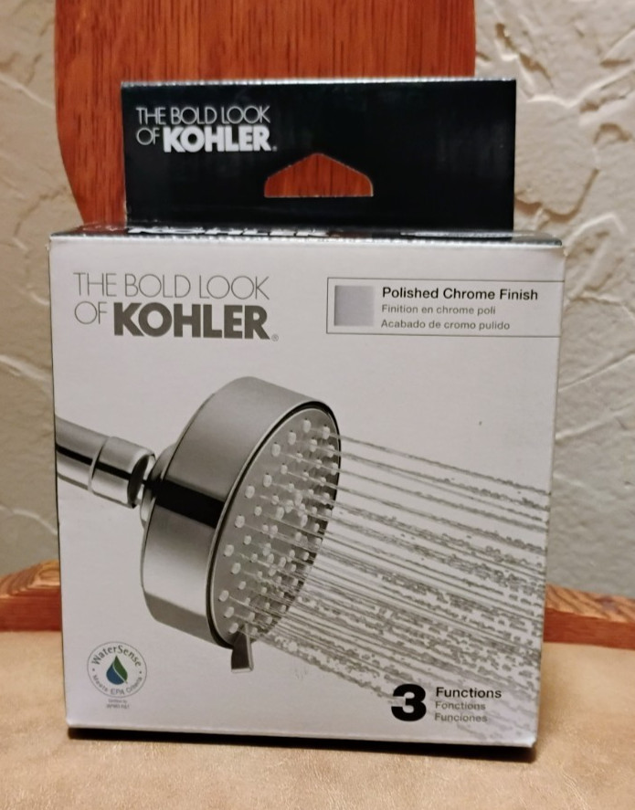 AWAKEN Kohler SHOWER HEAD G90 polished chrome 3 function lifetime warranty