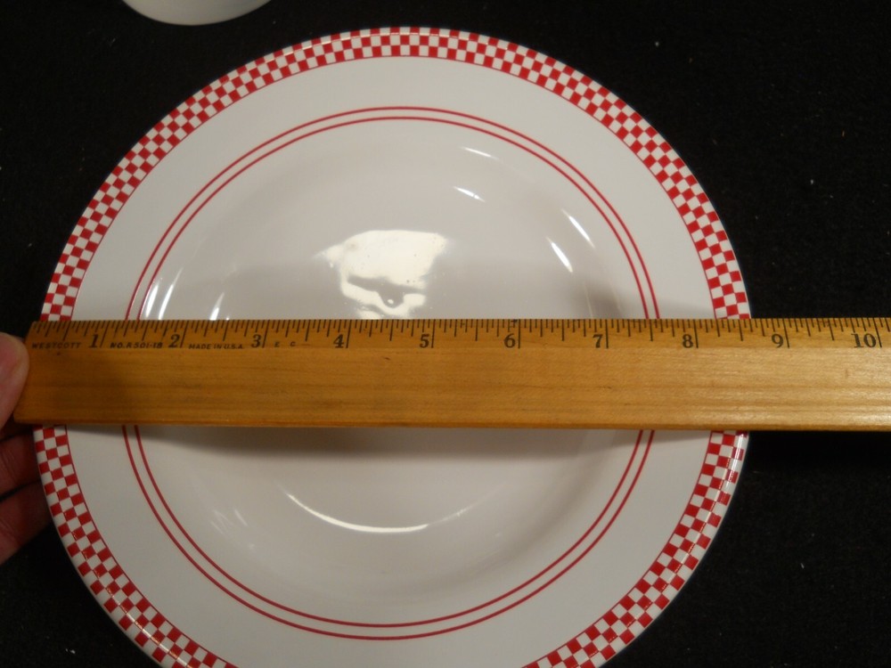 Emeril Red Checkboard Dinnerware~4 pc Place Setting~Dinner/Luncheon/Salad