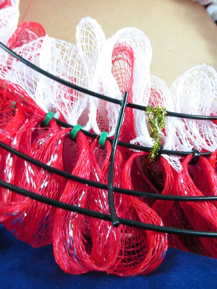Christmas Red and White Bubble Deco Mesh Wreath