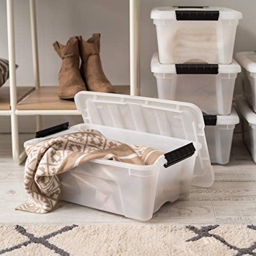 USA 13 Qt Stackable Plastic Storage Bins with Lids, 6 Pack - 13 Qt. - 6 Pack