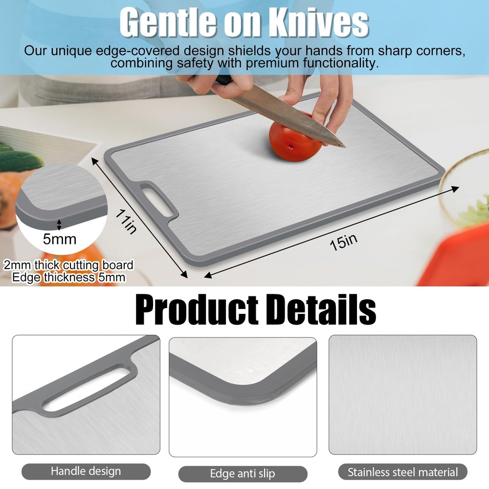 Titanium Cutting Boards for Kitchen,Non-Slip Titanium Cutting Board with Prot...