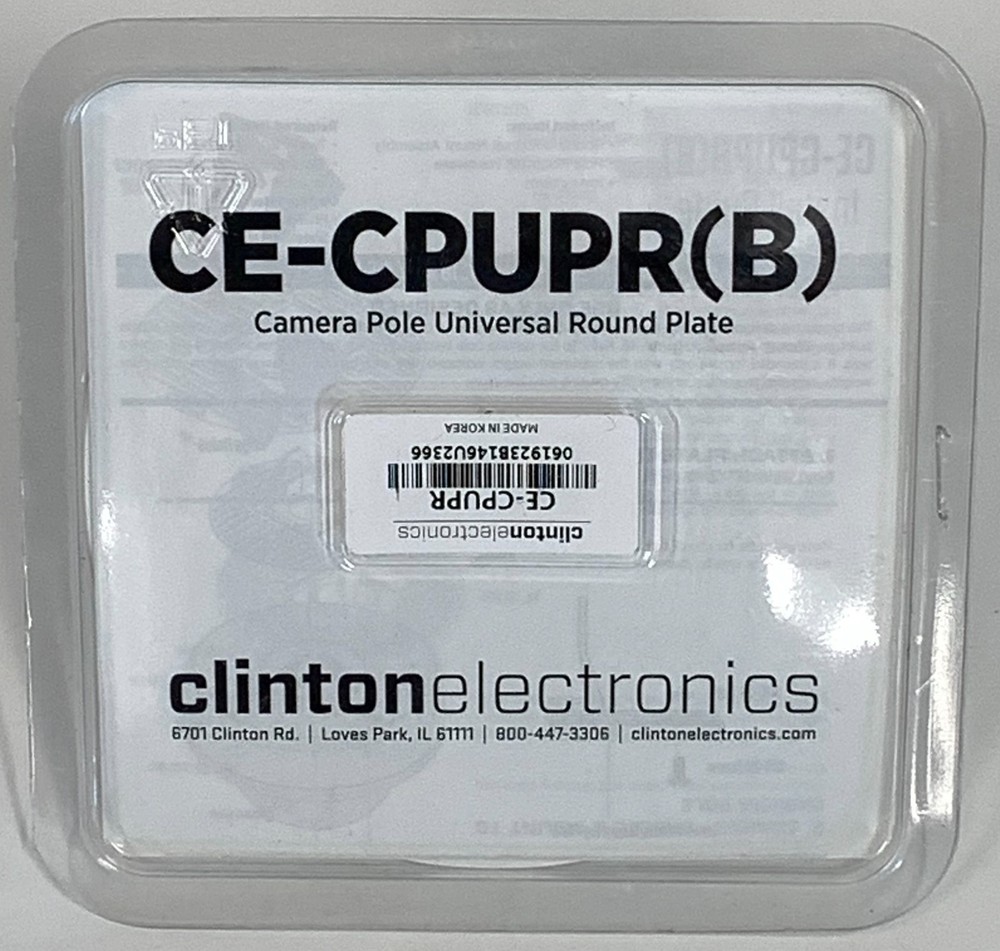 Clinton Electronics CE-CPUPR(B) Camera Pole Universal Round Plate ,White