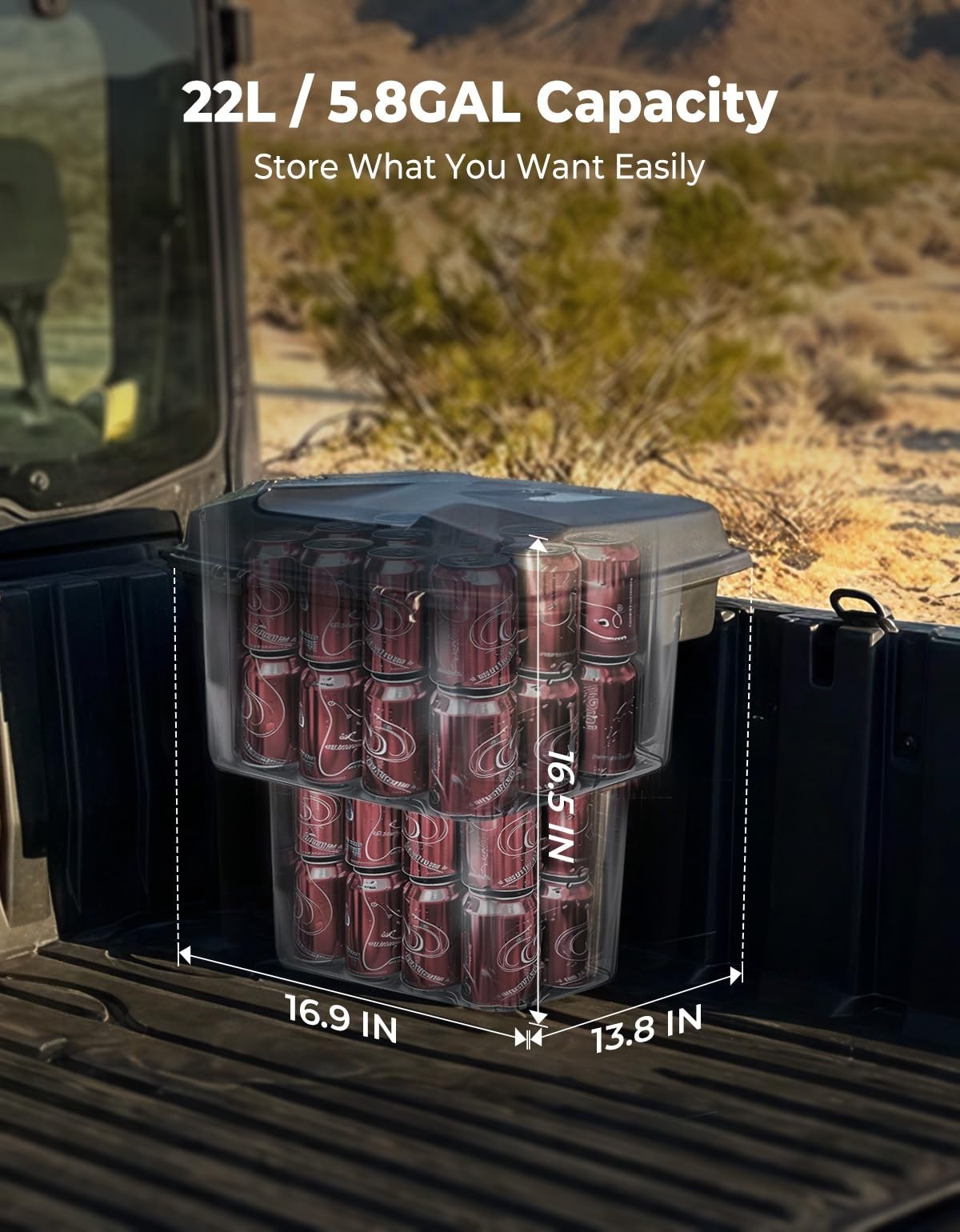 KEMIMOTO UTV Cargo Bed Storage Box for Polaris Ranger 1500 XD 2024-2026 5.8GAL