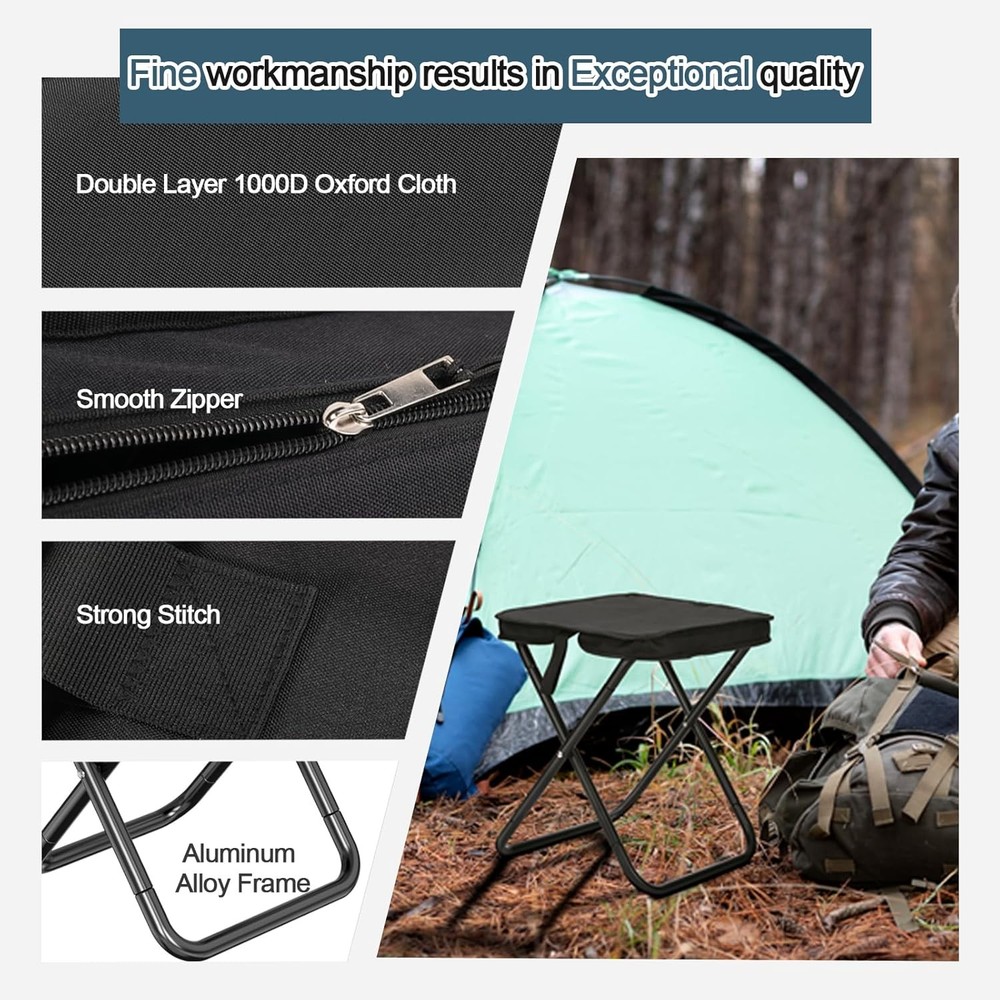 Camping Stool, Portable Folding Stool (Black)