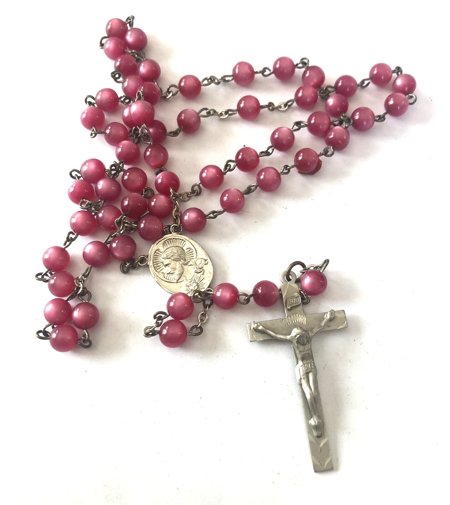 Raspberry Moonglow Lucite  Rosary
