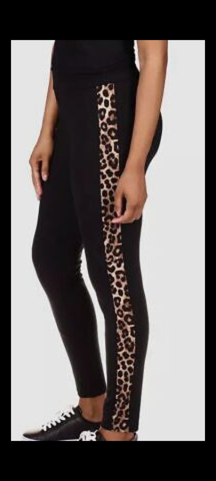 Michael Kors Women's Black Stretch Cheetah Stripe Leggings Size L