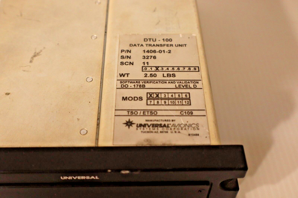 Universal Avionics DTU-100 Data Transfer Unit 1406-01-2 Removed Working