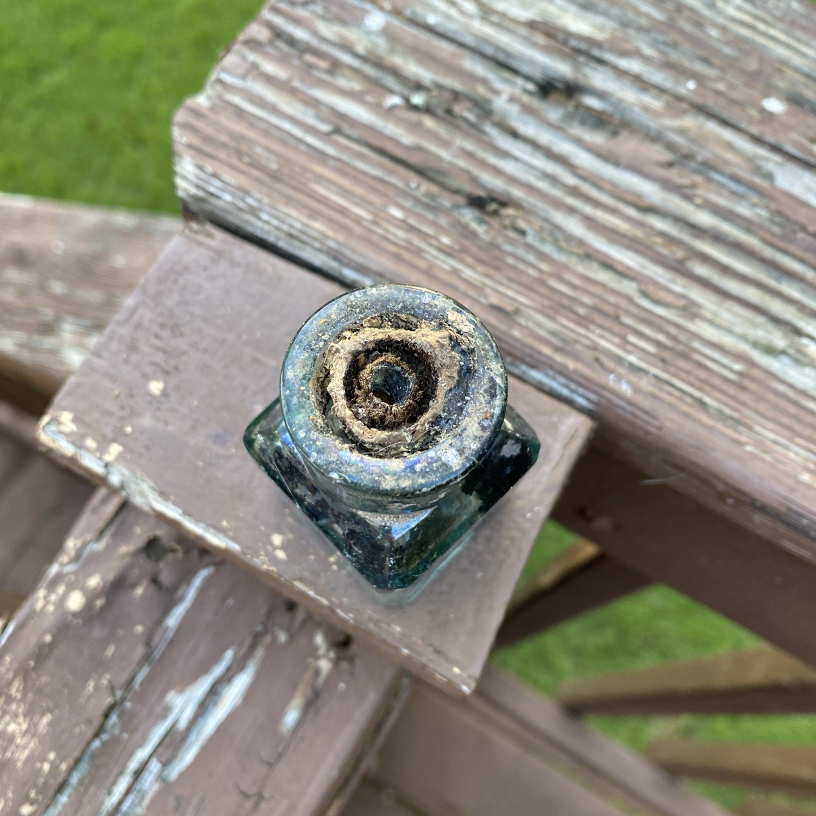 Small Aqua Cathedral Style Bottle Possibly An Ink Or Mucilage