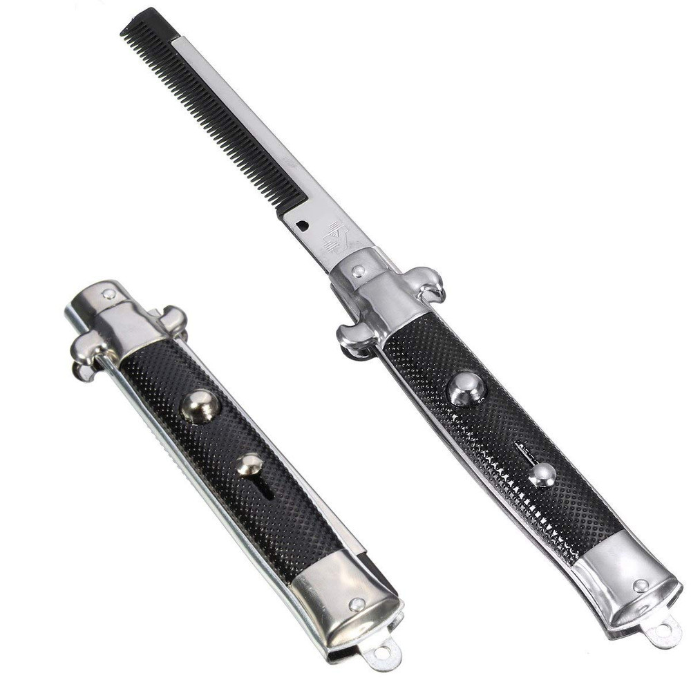 9" Stainless Steel Switch-Blade Folding Pocket Comb (1-Unit)