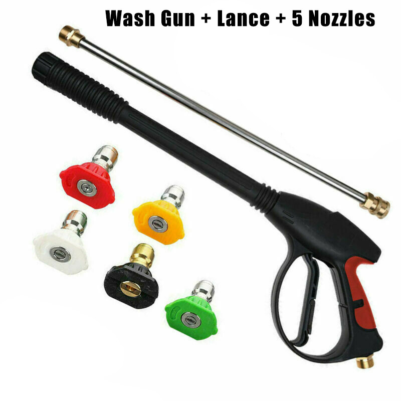 1/4" Pressure Washer Gun + Extension Wand Lance +5 Nozzle Tips /30/50FT Hose M22