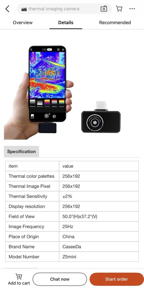 Z5 Mini Thermal Camera 256x192 Resolution 25hz