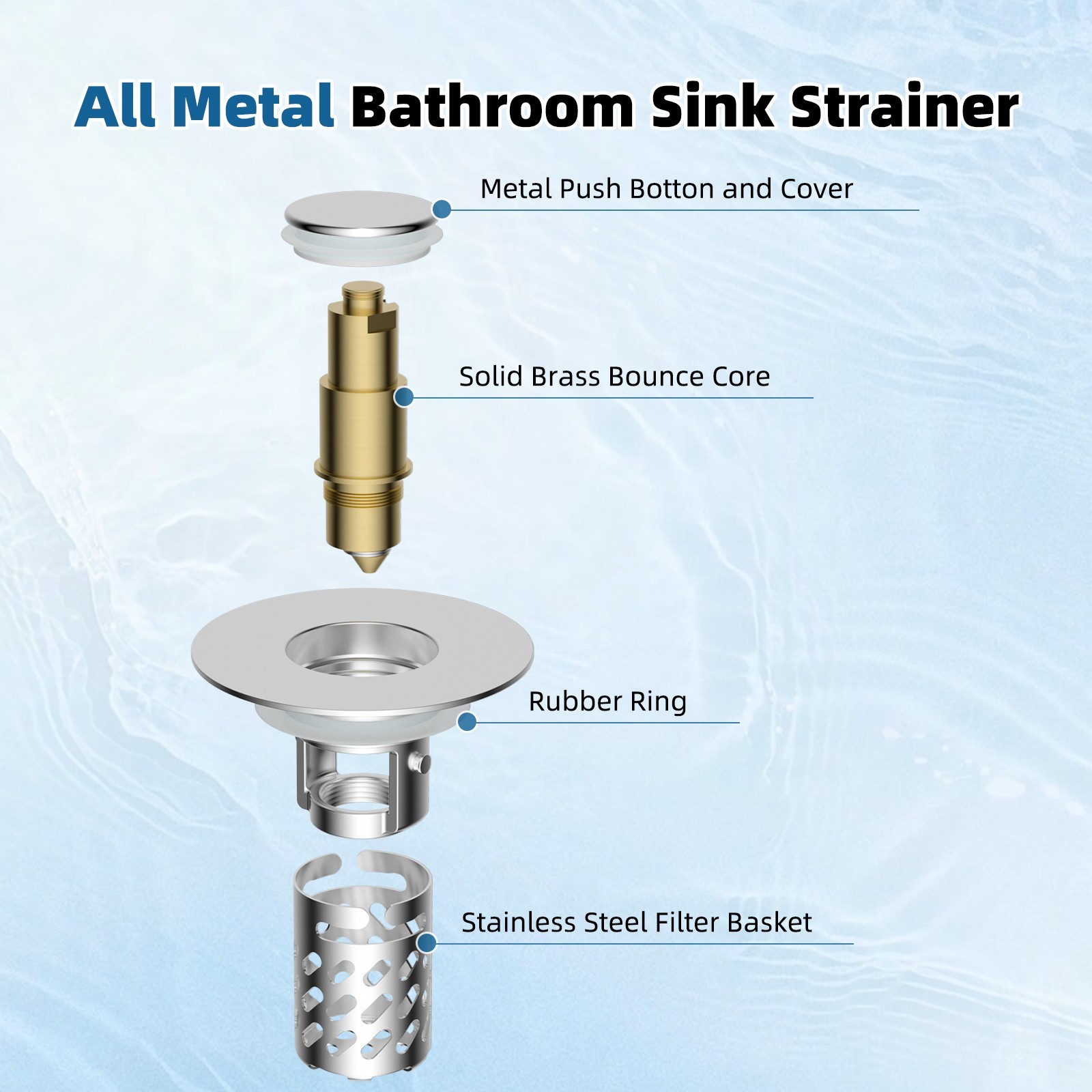 Universal Bathroom Sink Stopper Pop Up Drain Strainer Hair Catcher Filter Basket