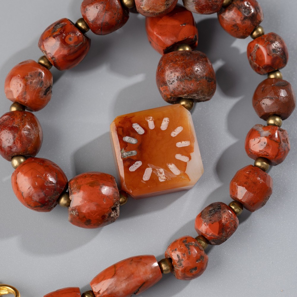 Ancient Bronze Age Jasper Bead Necklace