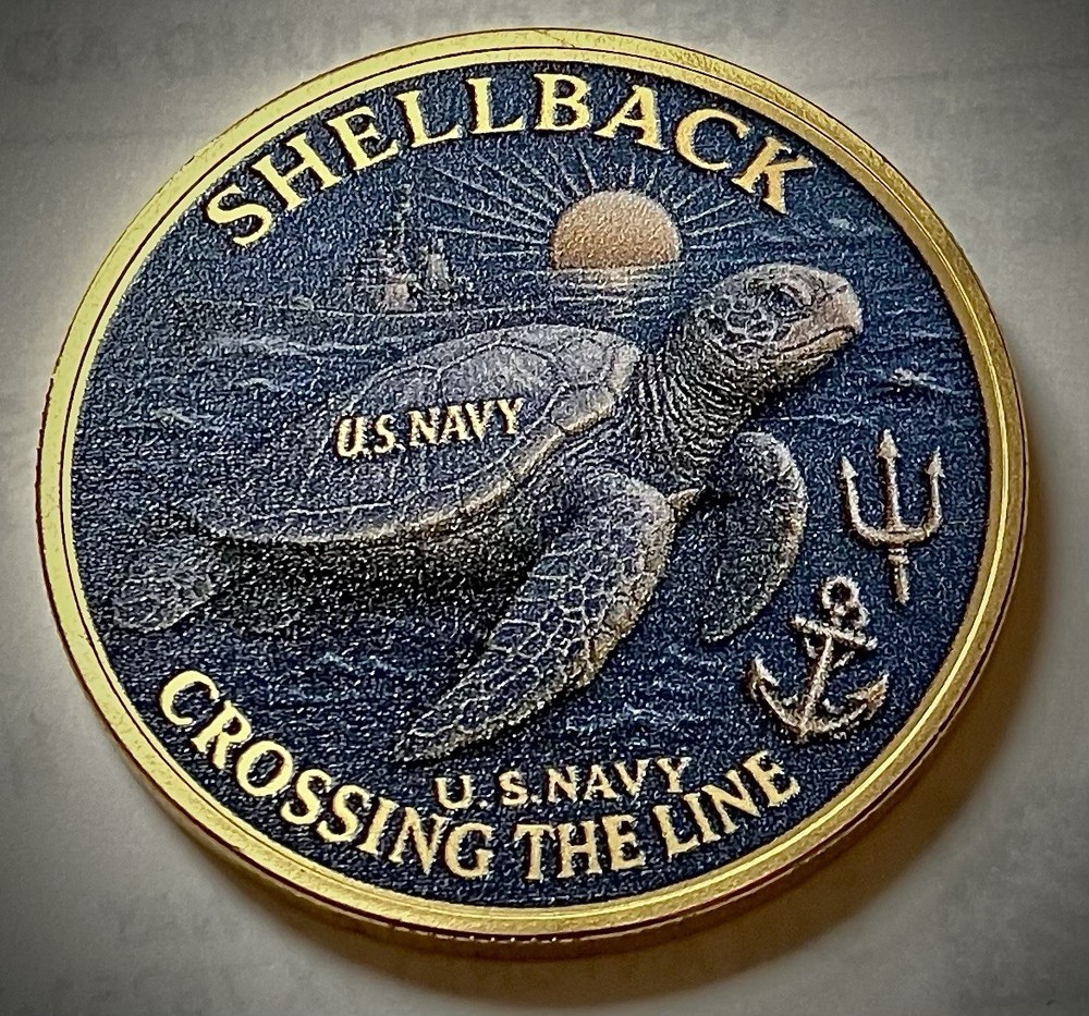 US Navy Shellback Challenge Coin-Gold Colored-Sea Turtle-New-USN