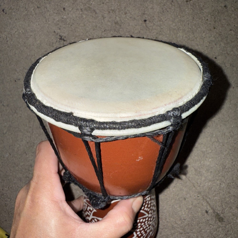 Small hand-painted djembe drum, from Bahamas.