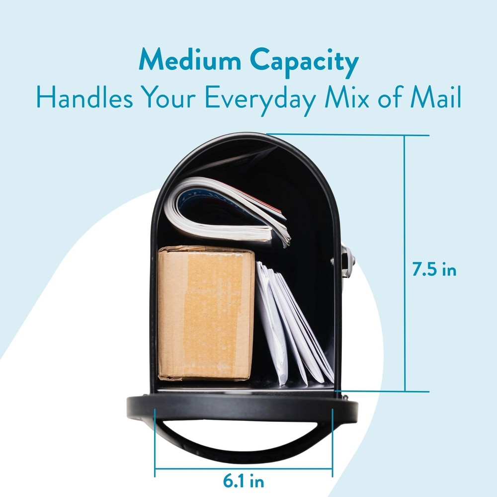 Architectural Mailboxes 8760B-10 Carlisle Postmount Mailbox, Medium, Black